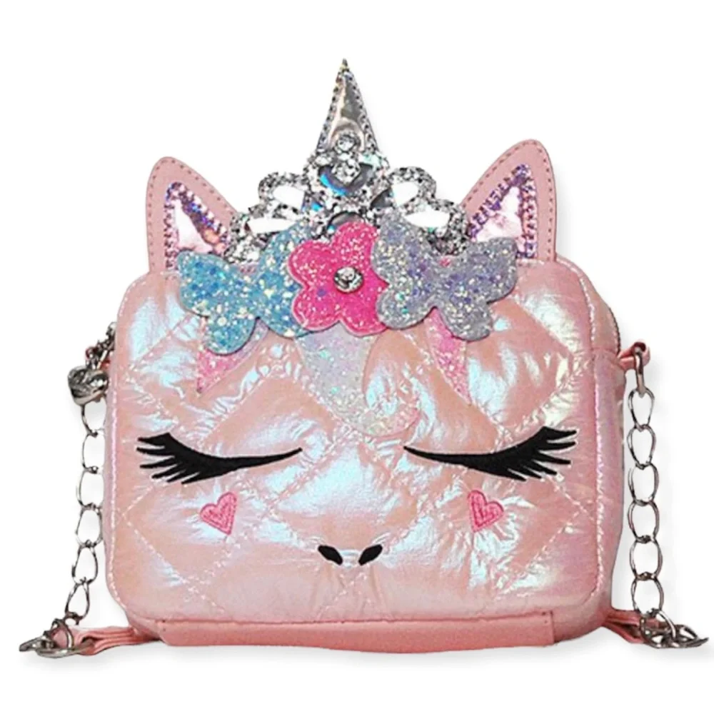 Miss Gwen Kids Purse Unicorn Crossbody Bag Pink Flower Crown Butterflies NWT